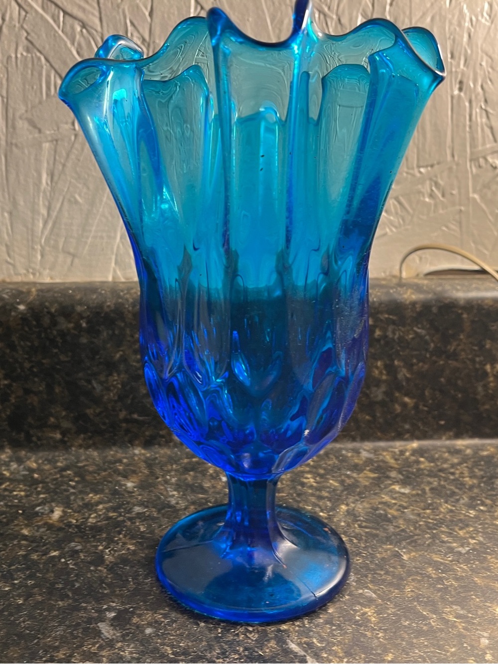 Blue Decorative Glass Tulip Vase - Home Accents